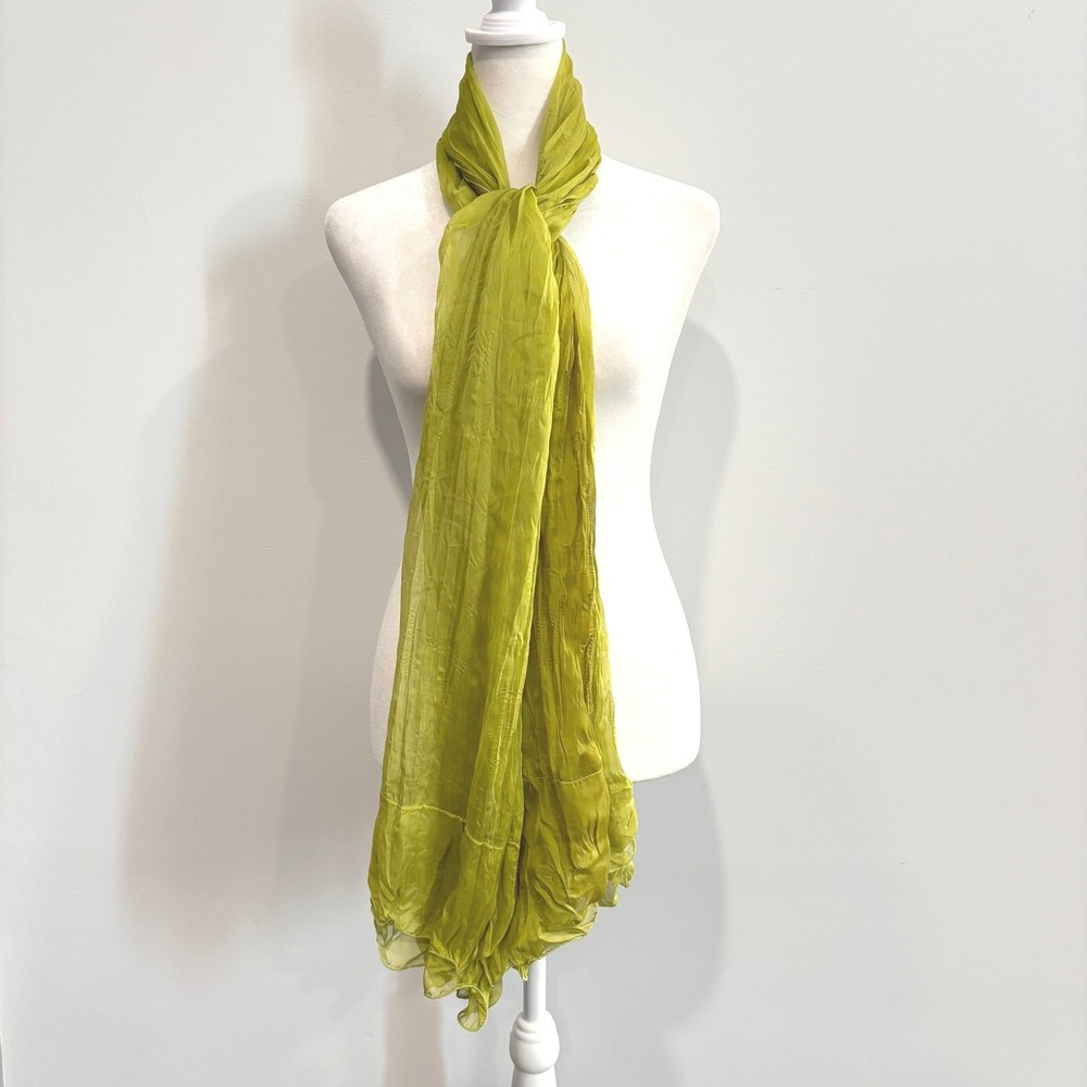 Fairycore Charteuse Womens Scarf Wrap Crinkle Sheer Lightweight Granola 21850
